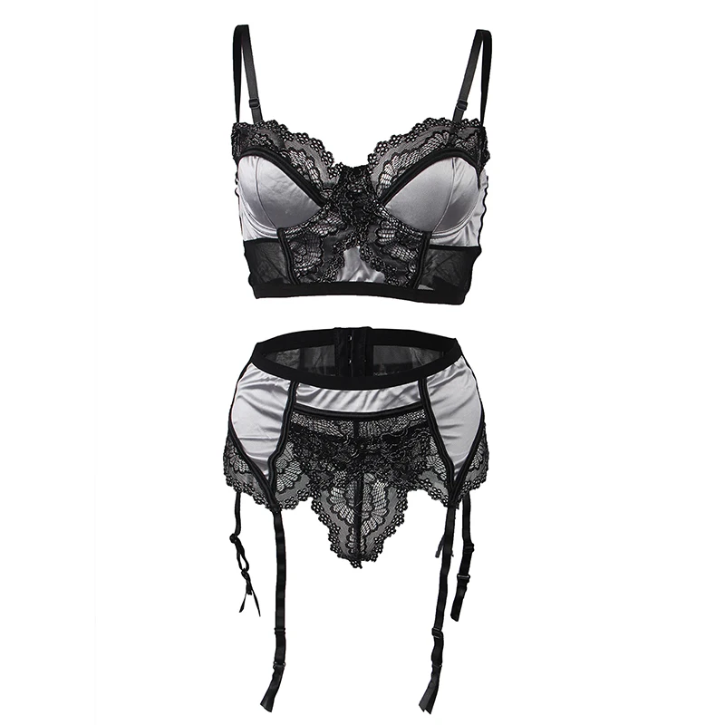 Comeondear Women\'s Panties Set Underwire Garter Lingerie Set Plus Size Lace Padded Push Up Bras Luxury Female Underwear Set