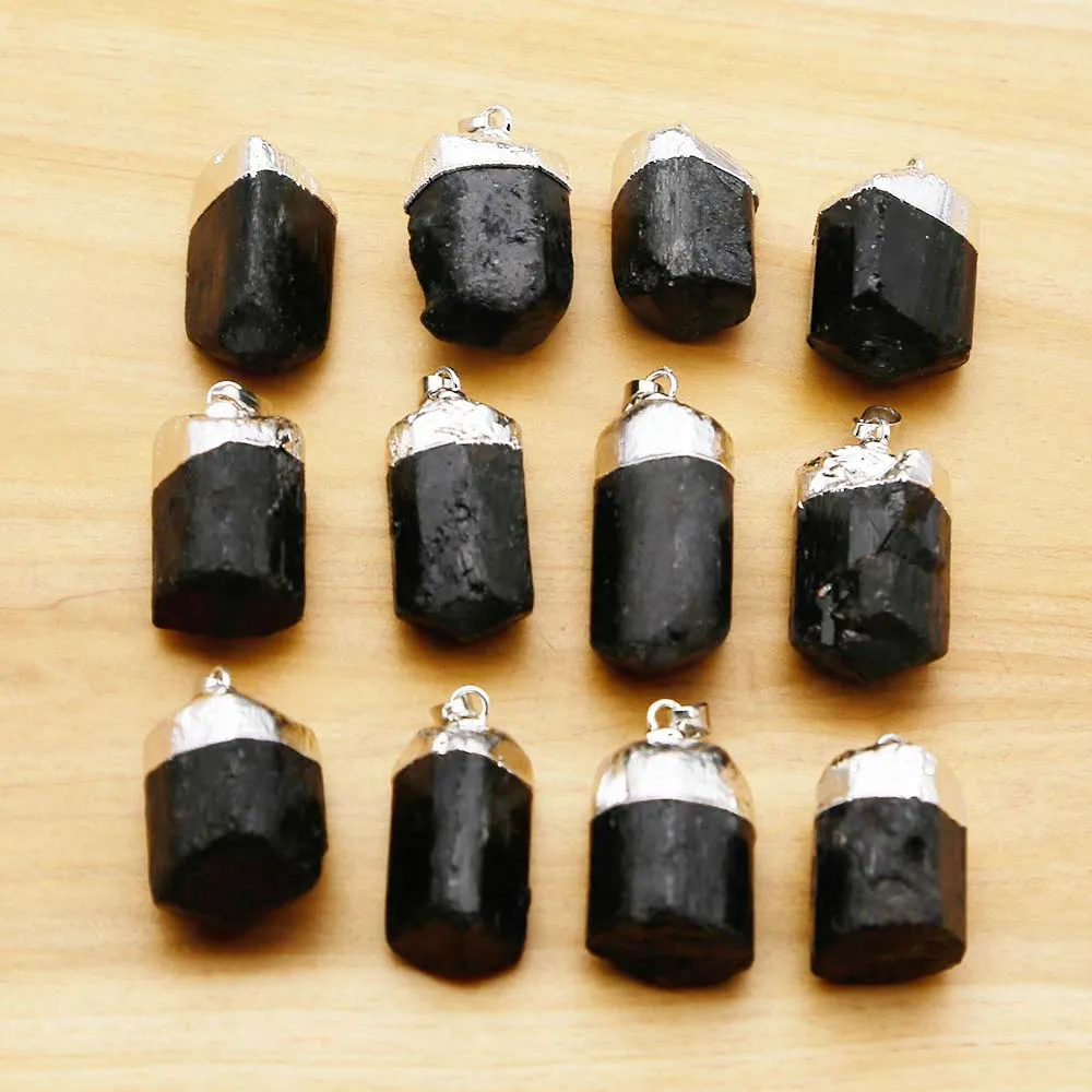 Free Shipping Natural Black Tourmaline Necklace Pendant Irregular Accessories Men's And Women's Charm Jewelry Wholesale 8Pcs/Lot