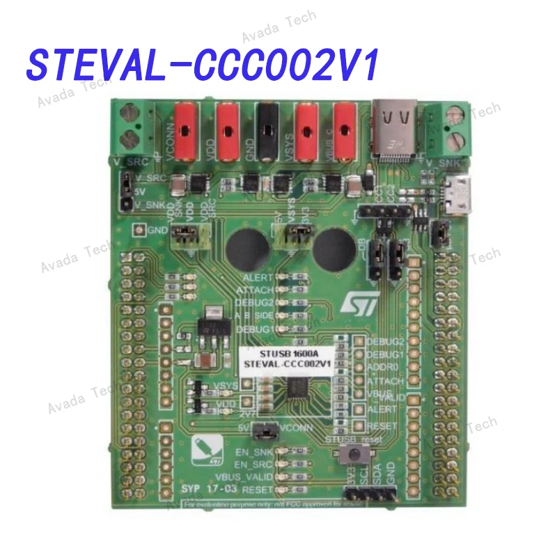 

Avada Tech STEVAL-CCC002V1 Evaluation Board STUSB1600A USB Power Supply Controller Type C r1.2