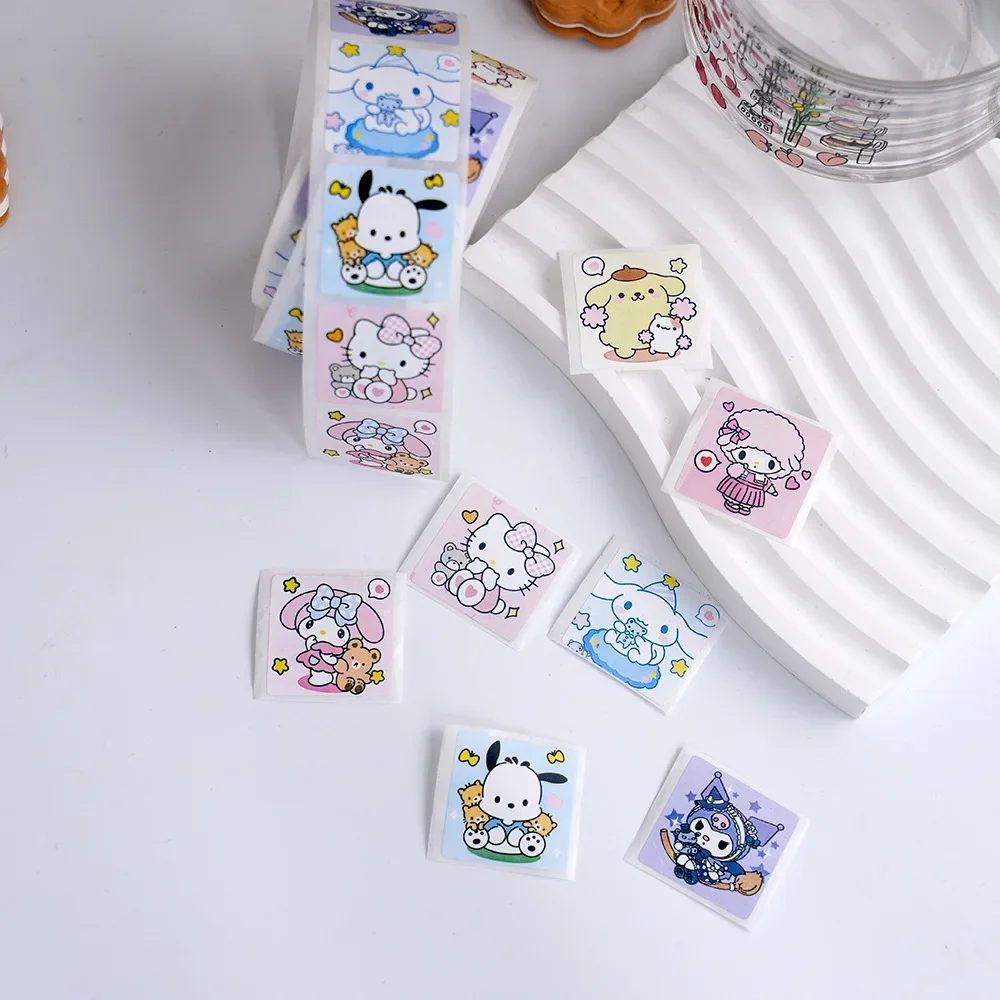 Kuromi-pegatinas cuadradas de dibujos animados para niños, calcomanías decorativas para equipaje plano de Hello Kitty, juguetes para niños, 500,