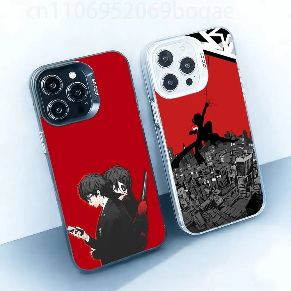 

Game P-Persona 5 White Shockproof Phone Case For iPhone 17,16,15,14,13,12,11,Pro,XS,Max,Plus,Mini,SE