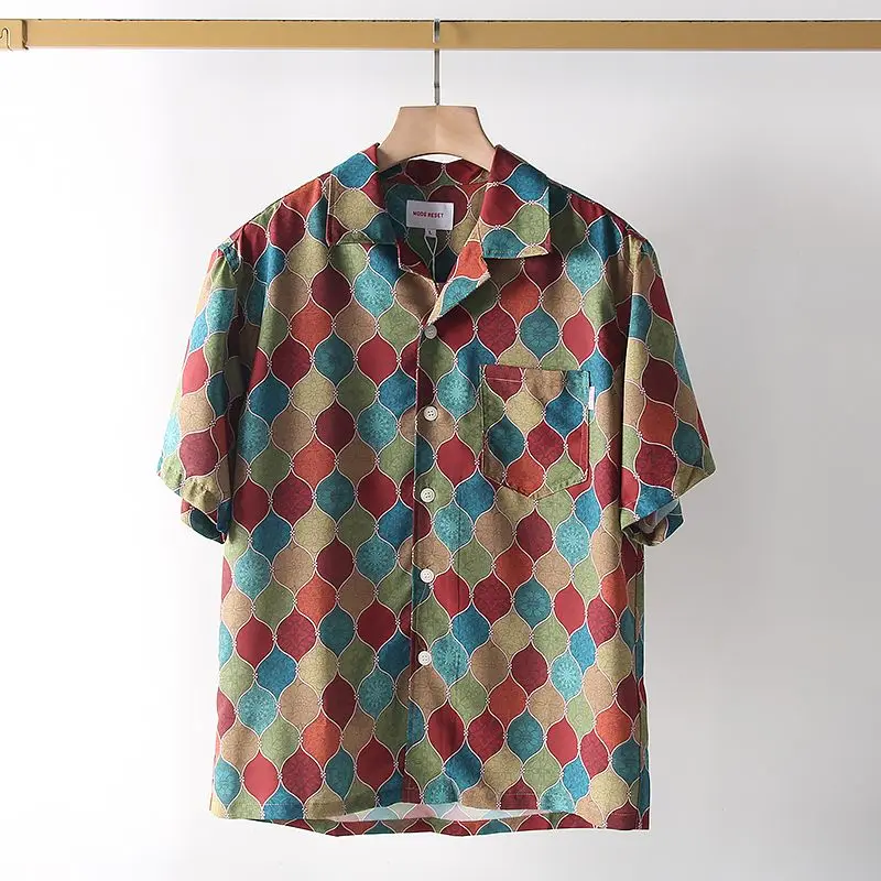 

Loose Cuban Collar Hawaii Beach Short Sleeve Printed Shirt Youth Summer Fashion Polyester Fiber Thin Model Casual Shirt