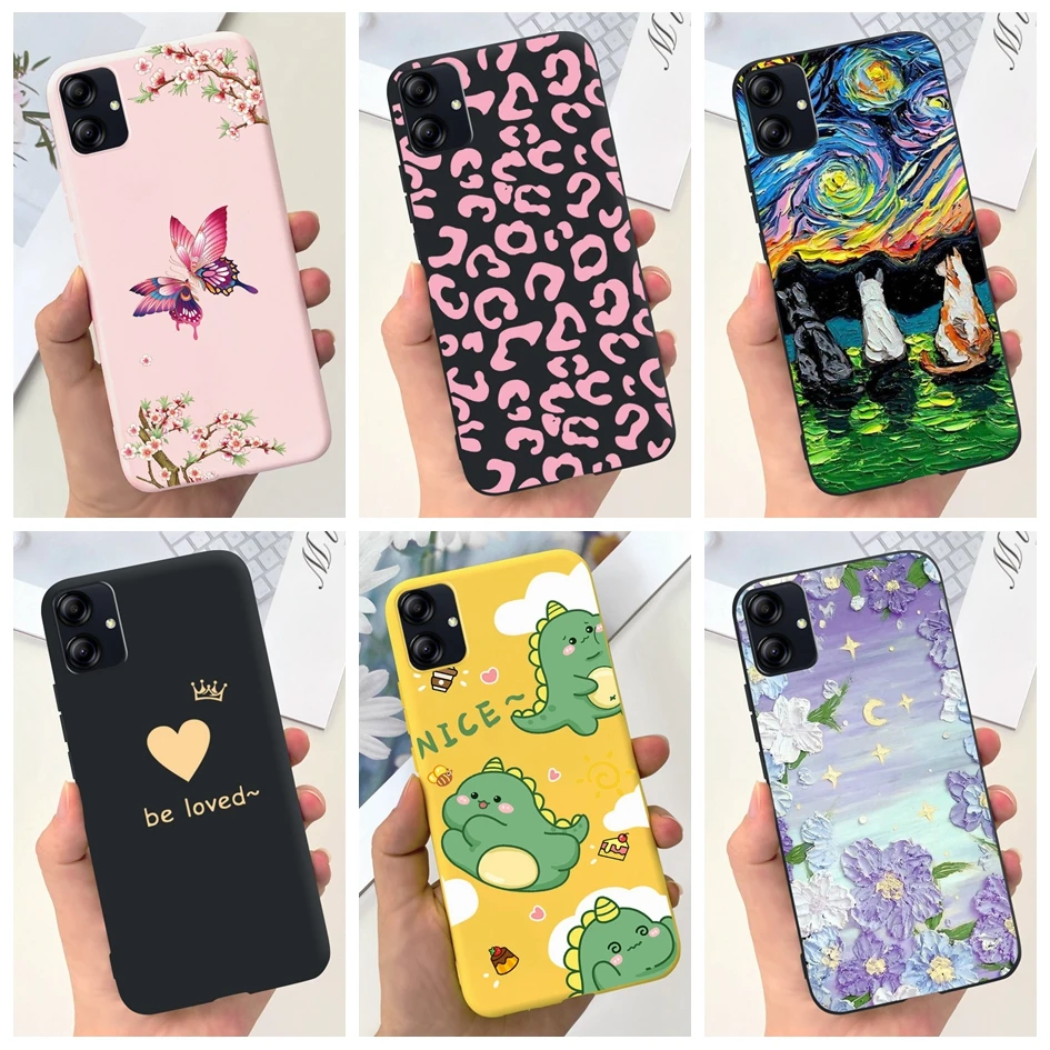 لسامسونج غالاكسي M04 حالة SM-M045F شعبية زهرة فراشة لينة سيليكون فوندا جراب هاتف لسامسونج A04e SM-A042F F04 كوكه