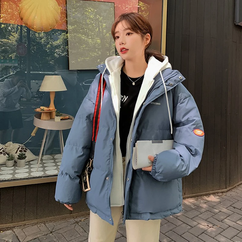 Winter Jacket Women Parkas Cotton Hooded Thick Warm Down Padded Coat Oversize Korean Casual Loose Zipper Mujer Student Jacket