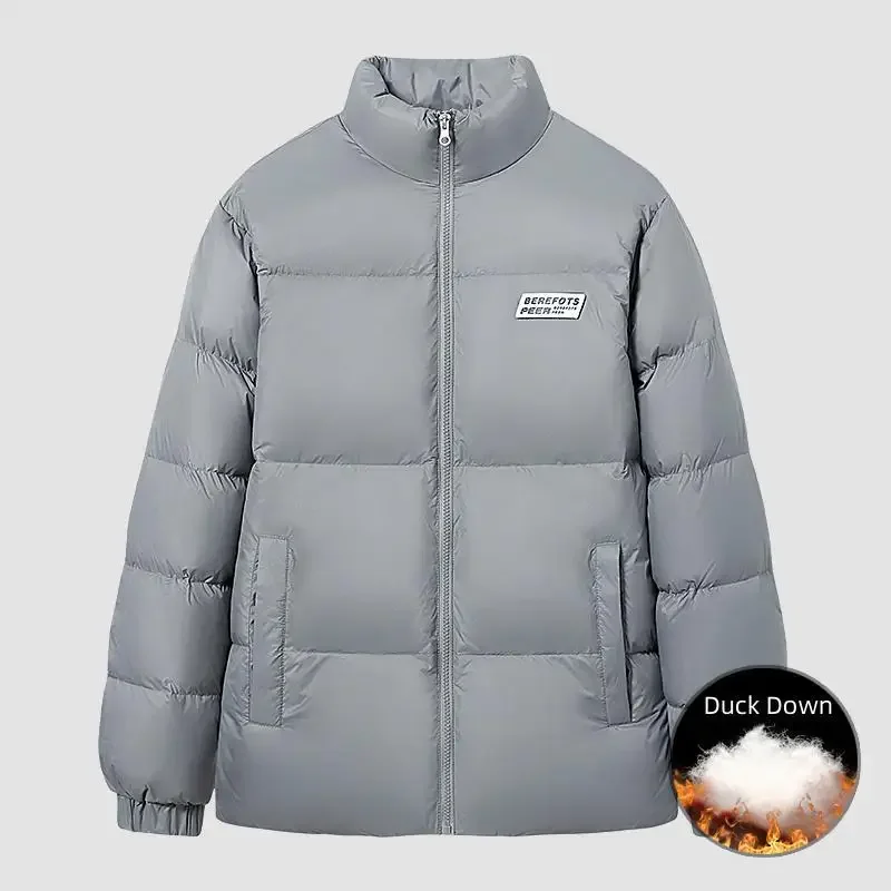 Uetey-Casaco puffer de pato branco masculino e feminino, casaco grosso quente, gola impermeável com estande, jaquetas unissex casuais, moda inverno