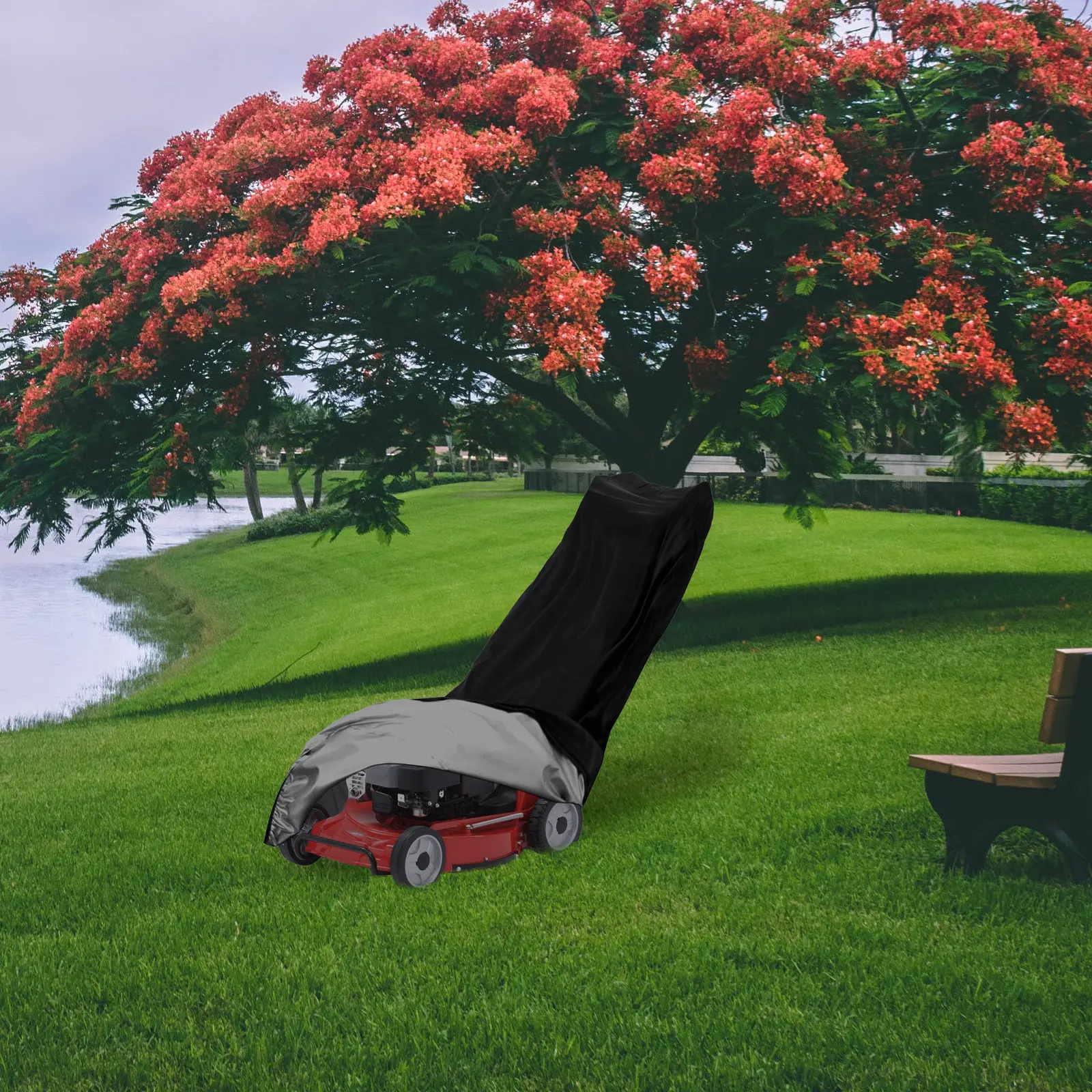 

1Pcs Waterproof Lawn Mower Cover Rainproof Cropper Cover Durable Mower Protector Sun-Proof Dust-Proof Shield Trailer Protector