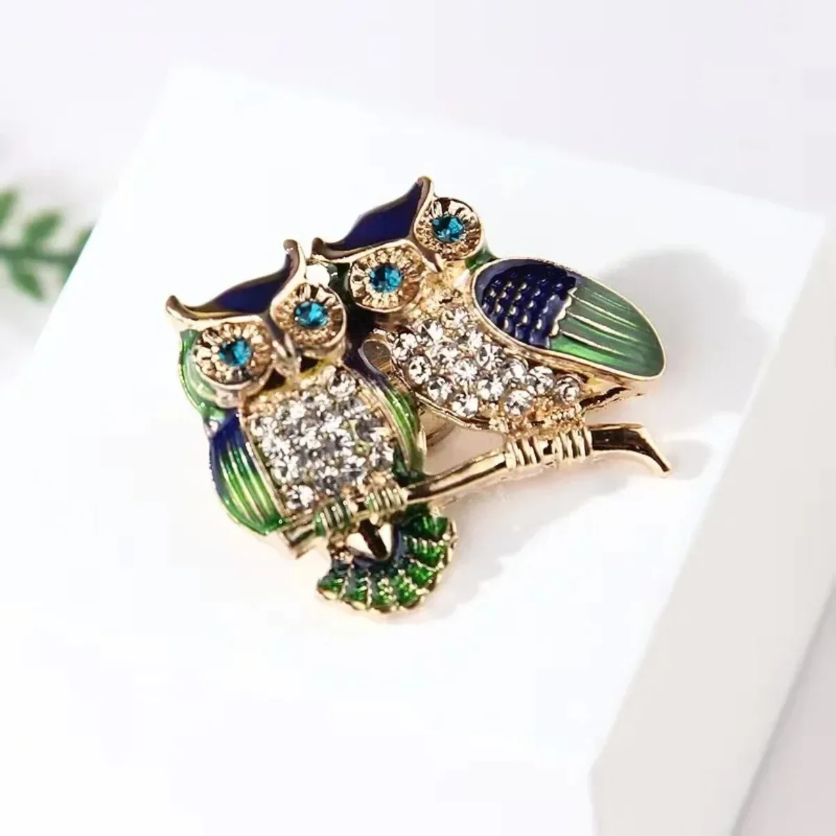 Trendy Doppel Eule Broschen Zirkon Brosche Abzeichen Pin Vogel Tier Party Casual Anzug Dekoration Abzeichen für Frauen Corsage Geschenke – Detail 4