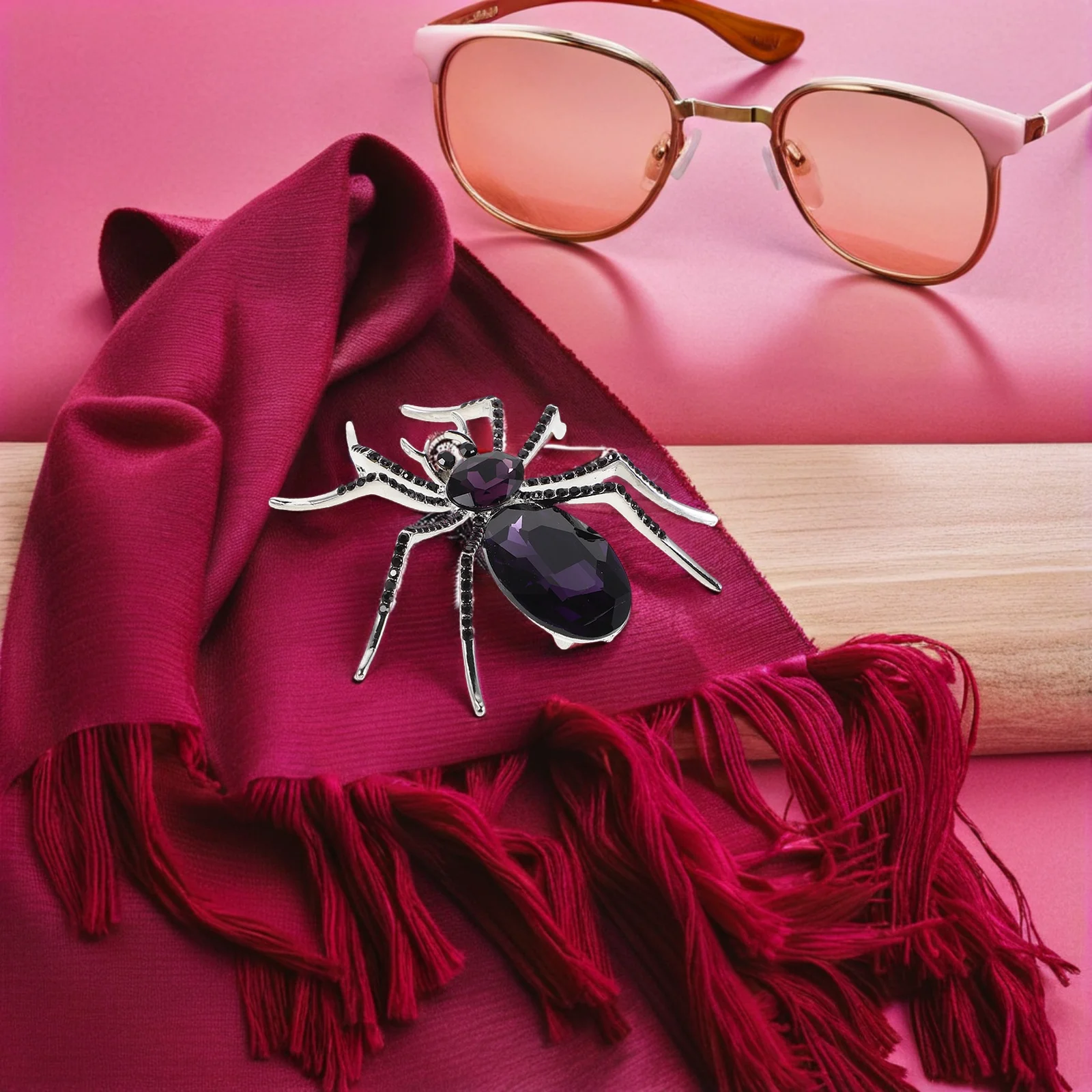 

2 Pcs Retro Insect Brooch Crystal Spider Jewelry Badge Halloween for Clothing Rhinestone Pin Decoration Bling