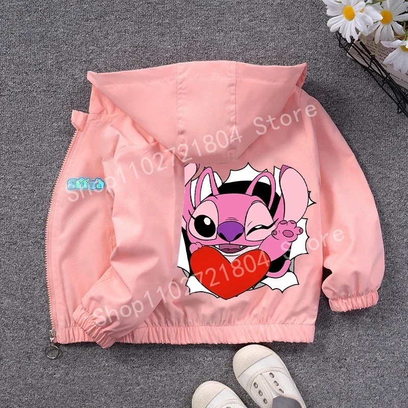 Veste d'extérieur Disney Stitch pour filles, vêtements animés mignons, impression de dessin animé, manteaux CombStich, fermeture éclair, cadeaux d'anniversaire, Kawaii, Y-Clothes