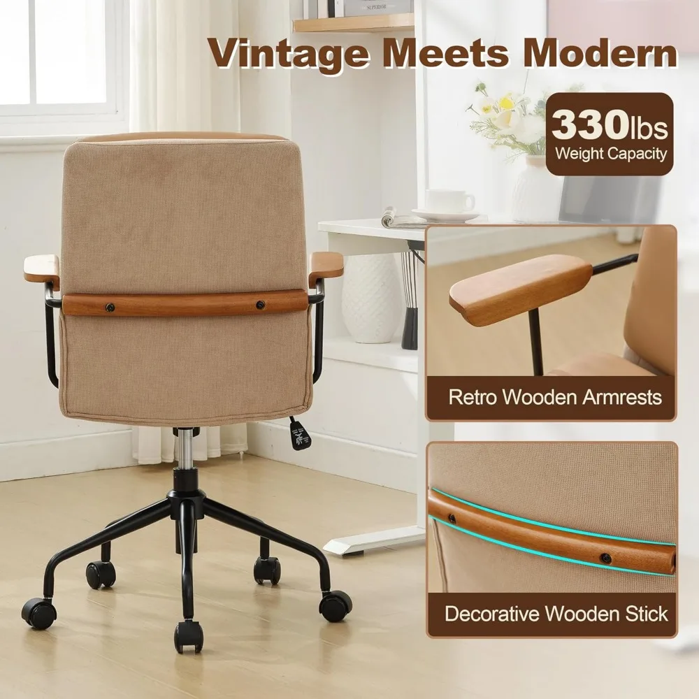 كرسي مكتب منزلي مخطط مخملي، كرسي دوار منجد بارتفاع حديث قابل للتعديل مع عجلات، كرسي مهمة مريح #6