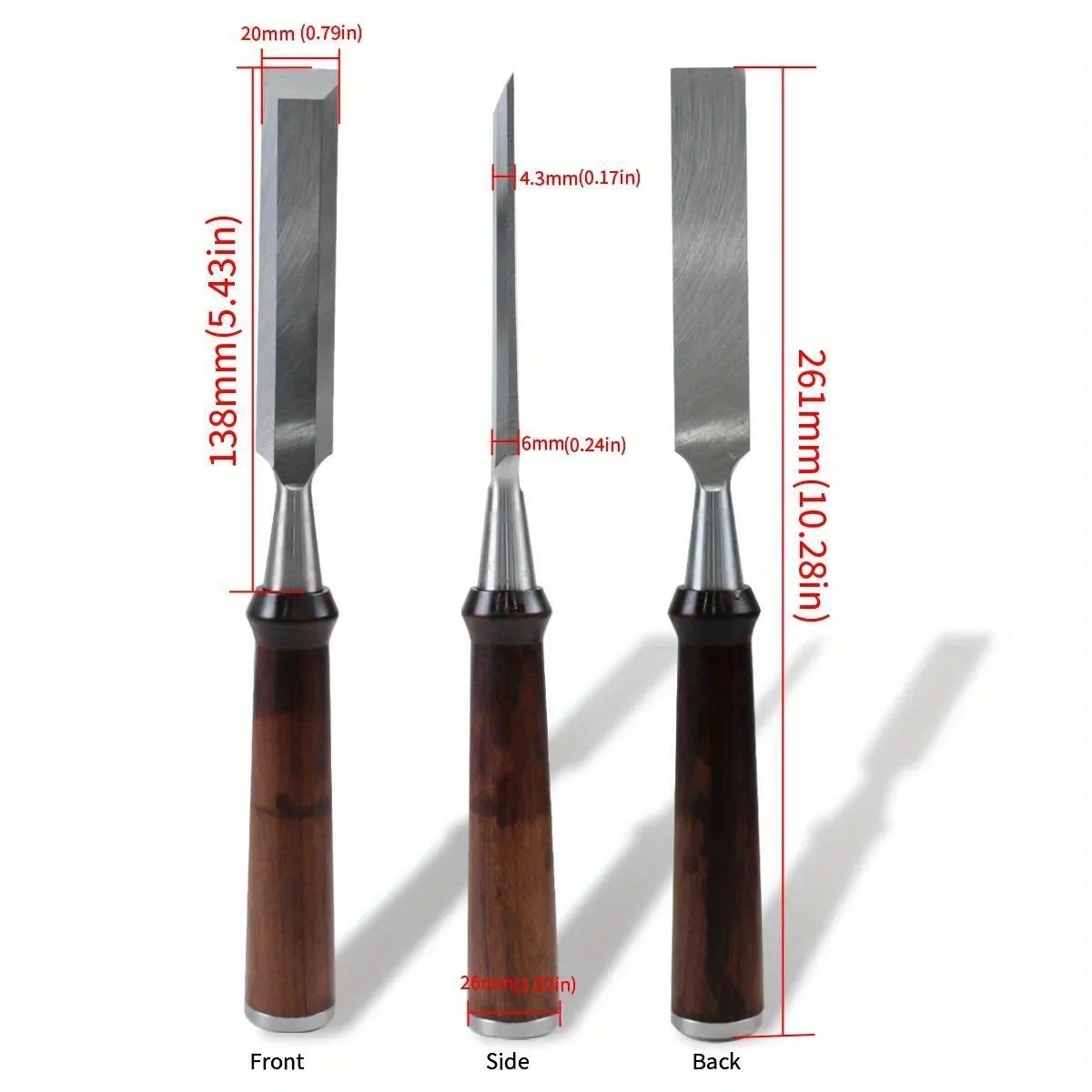 Cr-V Steel Bevel Edged Blade for Piercing, Finely Crafted Wood Chisel for Woodworking, carving, Shaping, Flat Shovel Tool