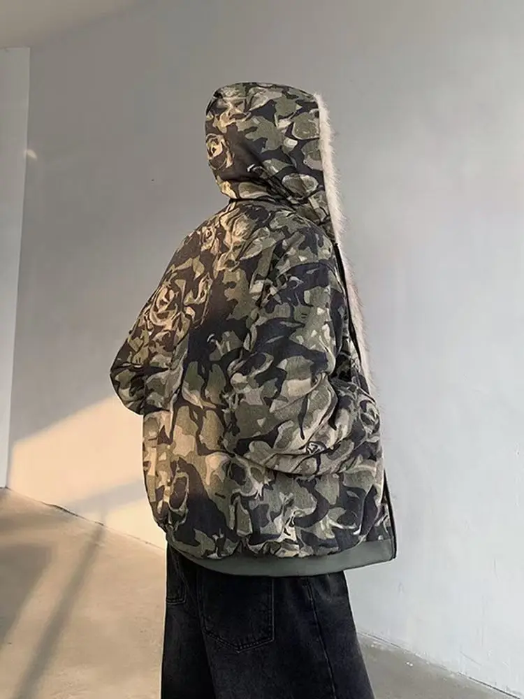 

Американская камуфляжная утепленная хлопковая куртка с капюшоном для пар, зимняя мужская теплая куртка с длинными рукавами на молнии