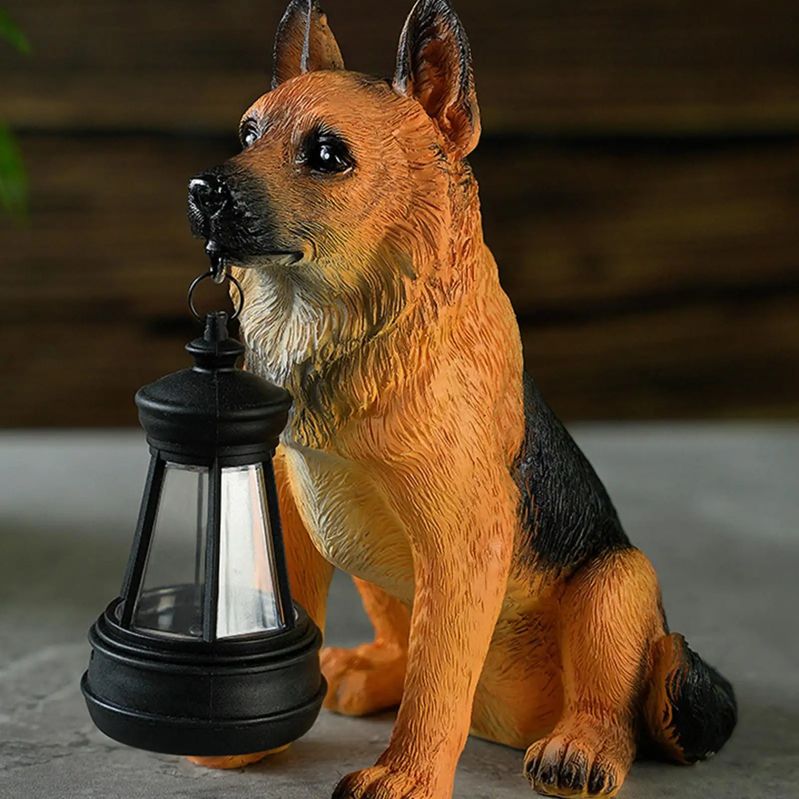 Dog Solar Garden Statue German Shepherd Outdoor Figurine Light Lawn Ornament for Backyard Outside Patio Step Home Decoration