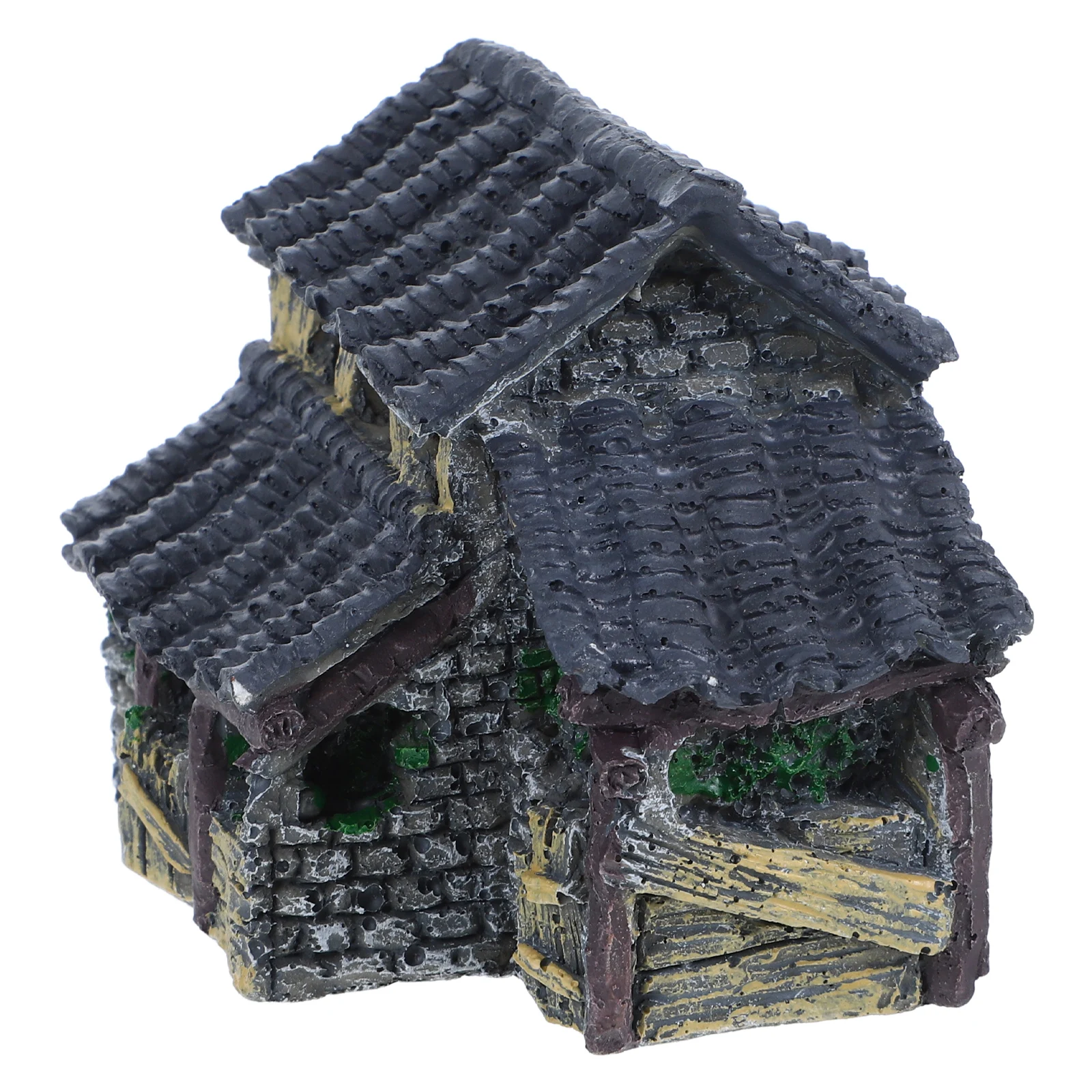 

Classical Resin Miniature Cottage for Terrarium Decor, Ancient Chinese Architecture Style Micro Landscape Garden Ornament,