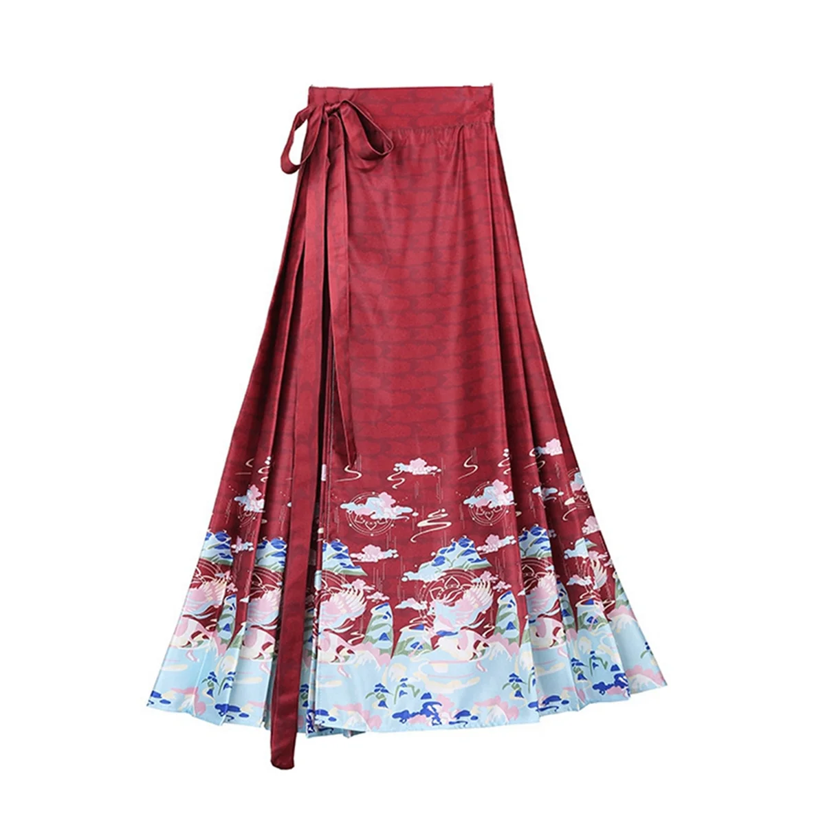 Women'S Horse Face Skirt Traditional Chinese Wrap Skirt Horse Face Pleated Skirt Chinese Horse Face Skirt Red(M)