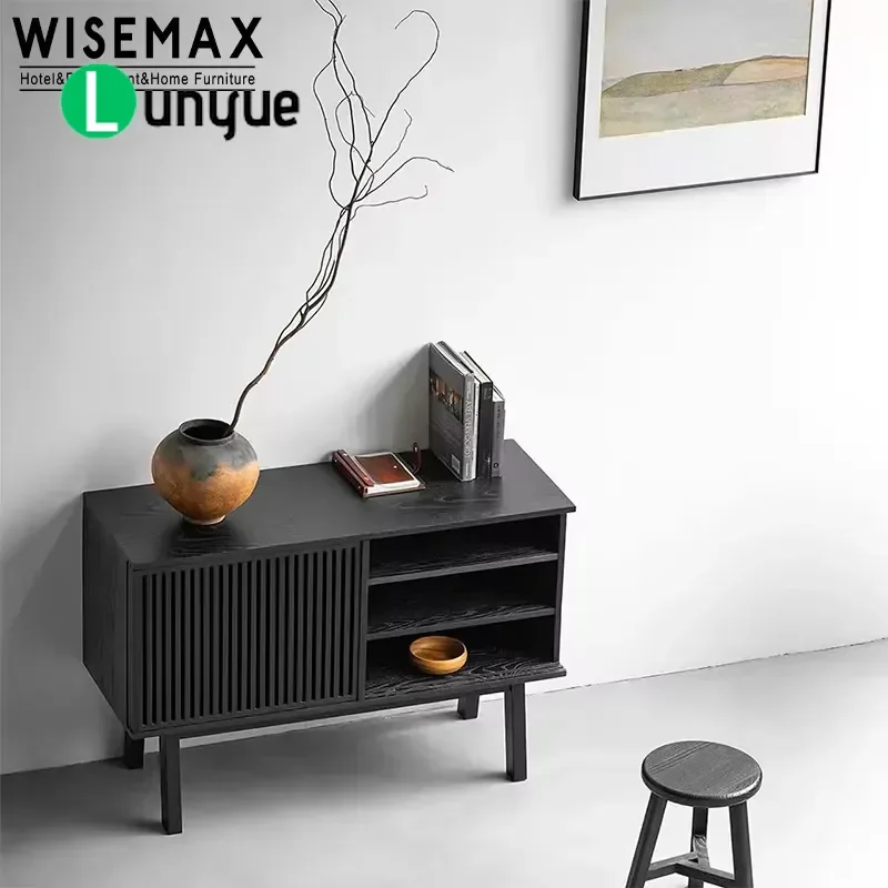 Nordic Simple Solid Ash Wood Sliding Door TV Cabinet for Living Room Bedroom Hotel Home Villa Modern Furniture Storage