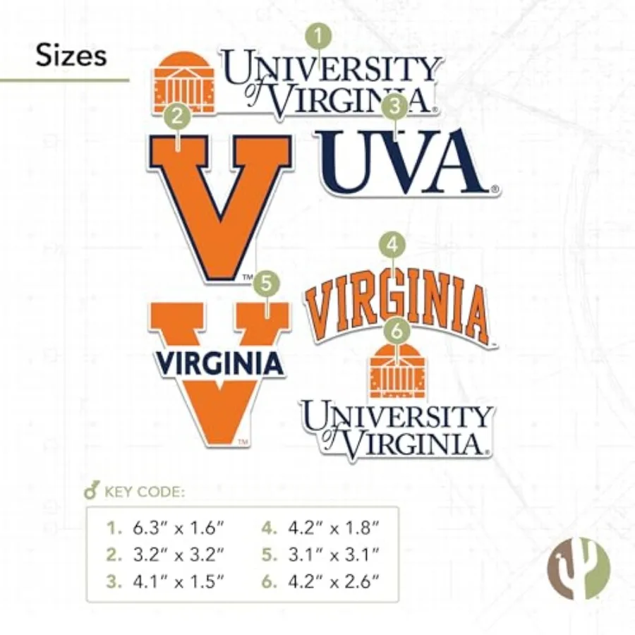University of Virginia Sticker Cavaliers UVA Wahoosr Vinyl Decals Laptop Water Bottle Car Scrapbook Sheet T2 Type 2-4 view 3