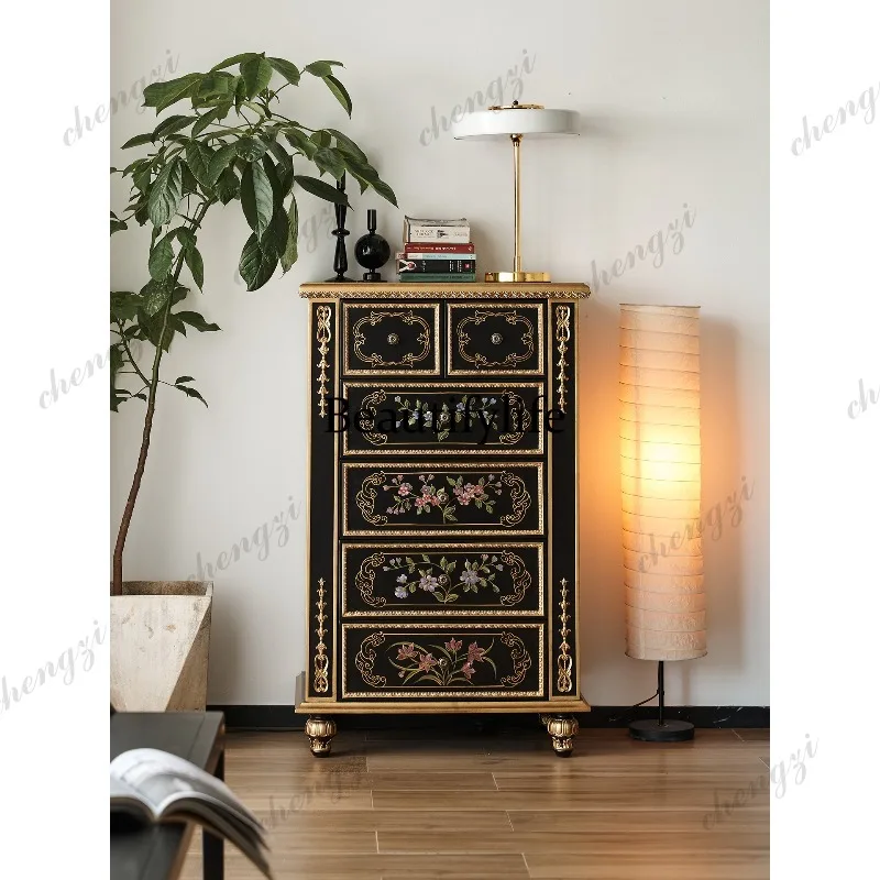 

American solid wood antique French chest of drawers, bedroom locker, living room storage cabinet