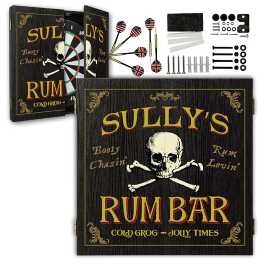 

Personalized Dartboard and Cabinet Set with 6 Steel Tip Darts for Home Entertainment Customizable Design Compact Storage Soluti