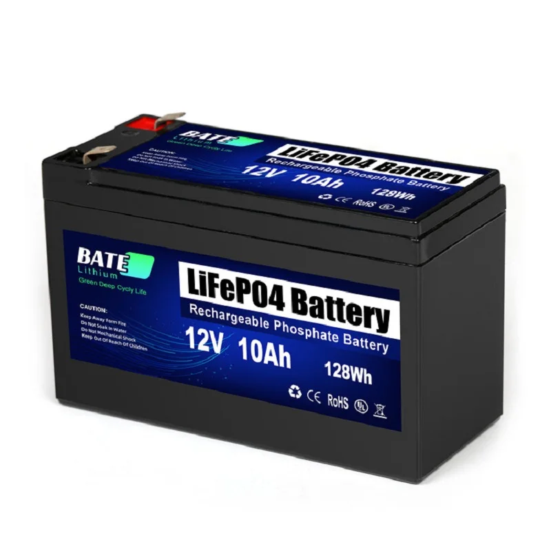 LiFePo4 Battery Pack 12v 10Ah Lithium Iron Phosphate Battery for Solar System Rv Electric Car Scooter Motorcycle Boat