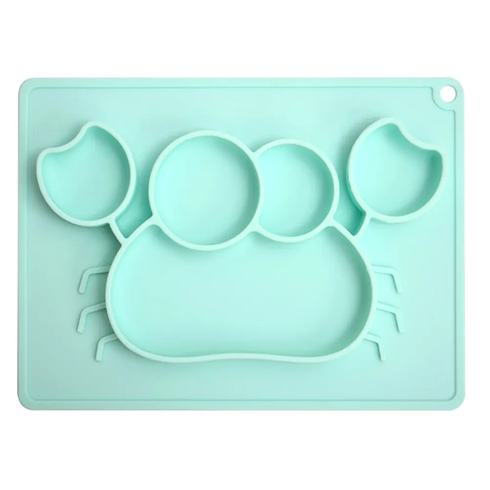 

Silicone Crab Shape Dining Tray One-Piece Suction Placemat Plate For Babies Kids Food Grade Non-Slip Baby Feeding Bowl