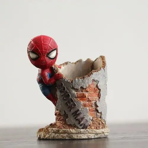 Marvel Spider-Man Animation Peripheral Cartoon Pen Holder, creativo, personalizado, adorno de escritorio, Cubo de almacenamiento, regalo de vacaciones, nuevo