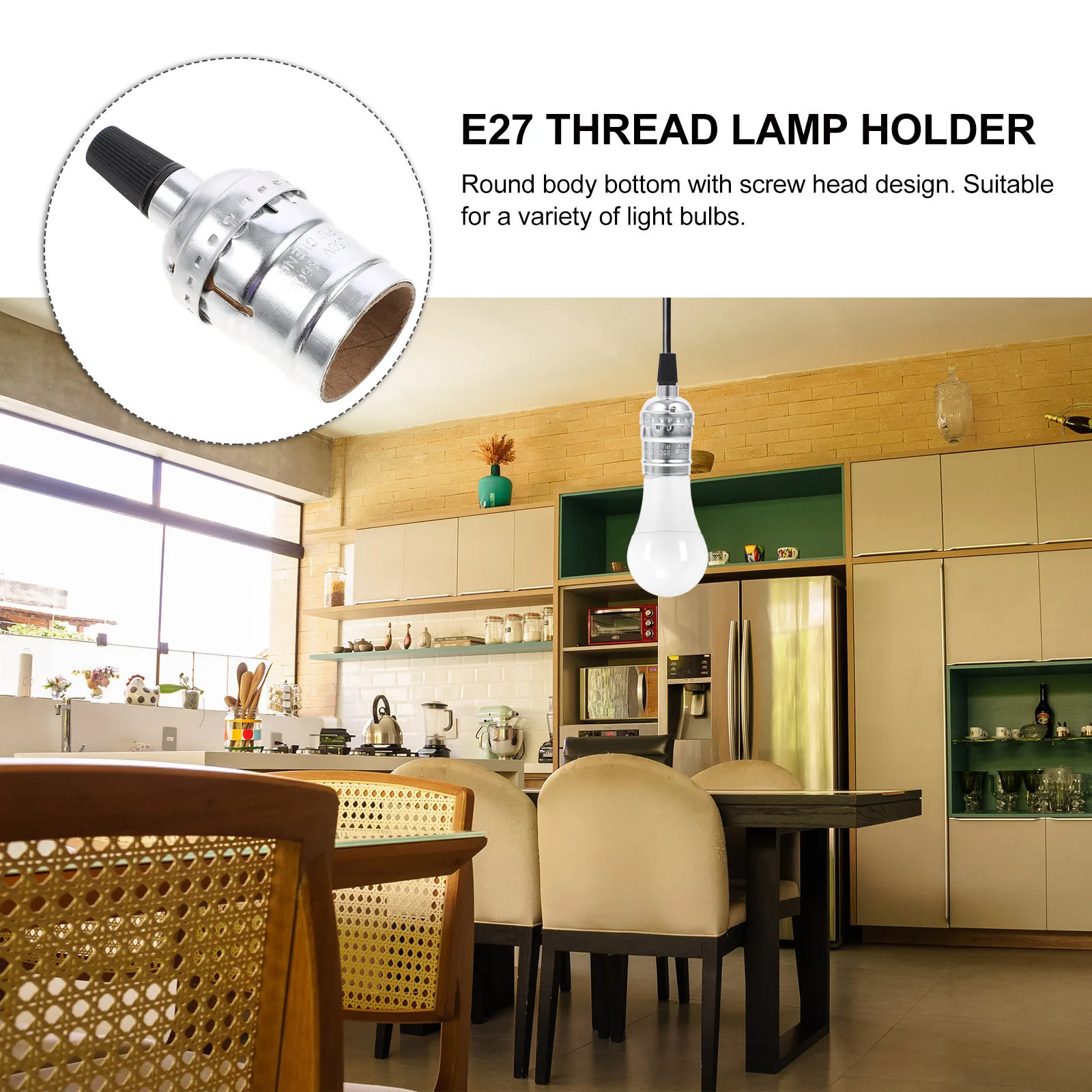 

2Pcs E27 Threaded Lamp Holder Aluminum Durable Ceiling Light Bulb Socket Screw Type Wall Light Base E27 Thread Lamp Holder