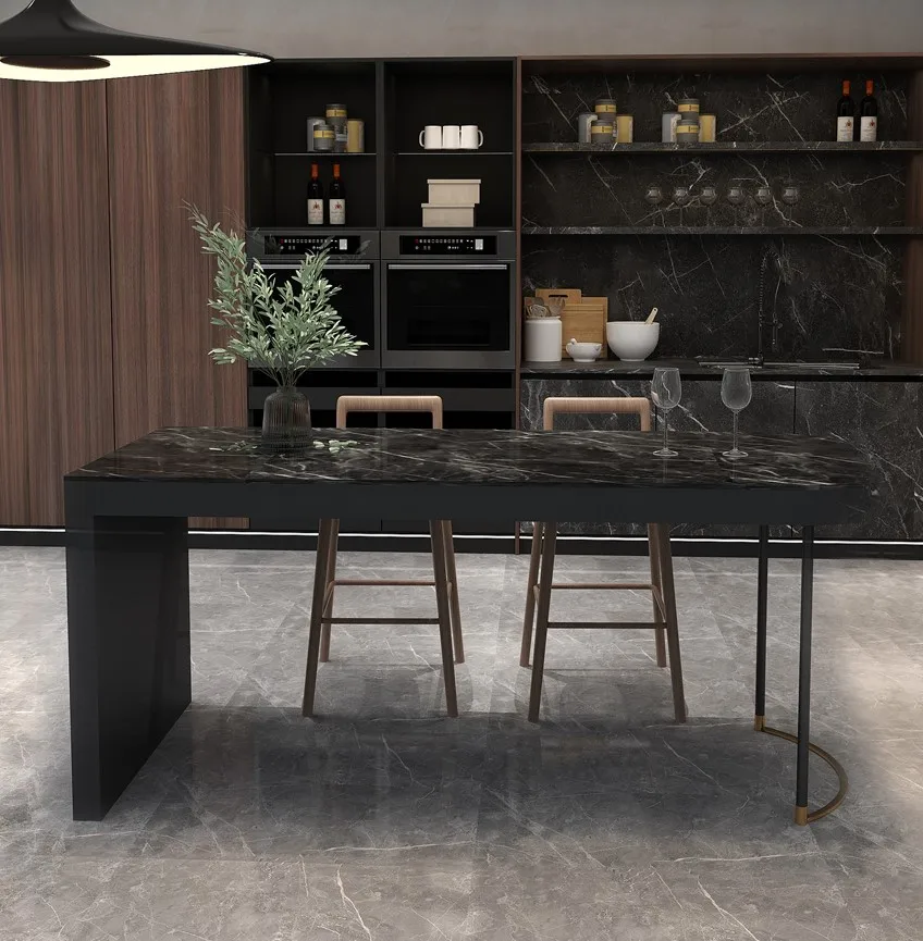 A modern and minimalist Nordic family with bar table and  small apartment with  Taichung island table