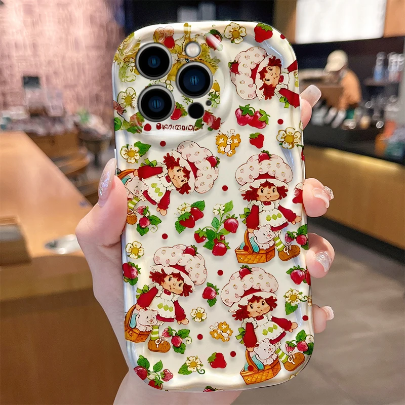 Strawberry Shortcake Wave Case for iPhone 16 E 15 Pro Max 14 13 12 Mini 11 Pro Max XS X 8 7 Plus Liquid Silicone Covers Funda - náhled 3