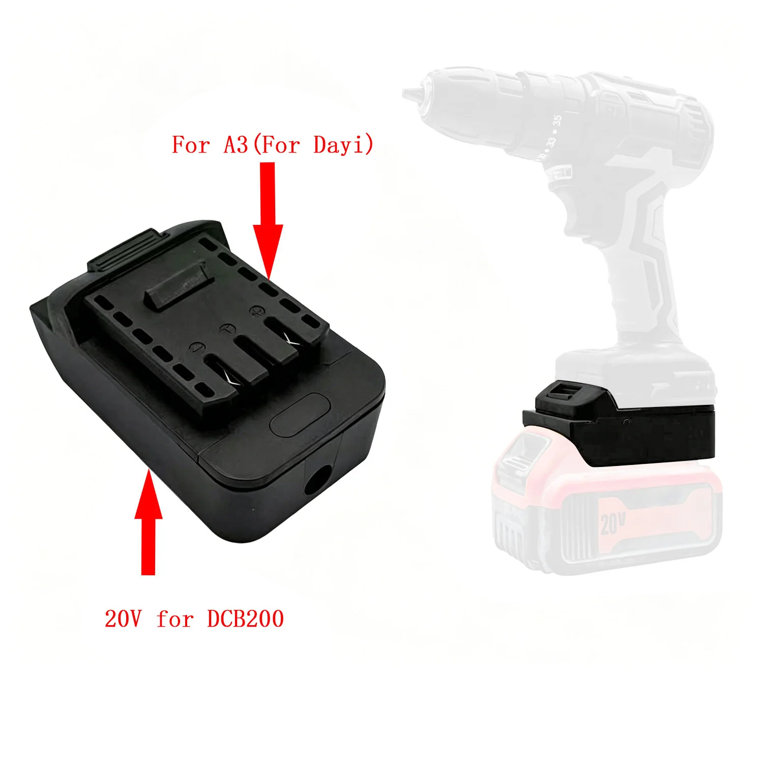 Dcb200 Converter Power Tool Adapter Plastic Material Black Finish Compact Design Lightweight Build High Durability
