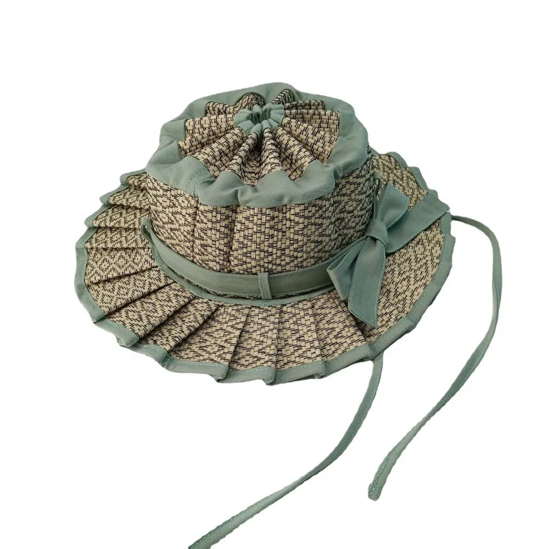1 pc Sunshade folding hat parent-child Summer New Girls' straw Beach hats for outdoor outings Foldable Bamboo Sun Caps