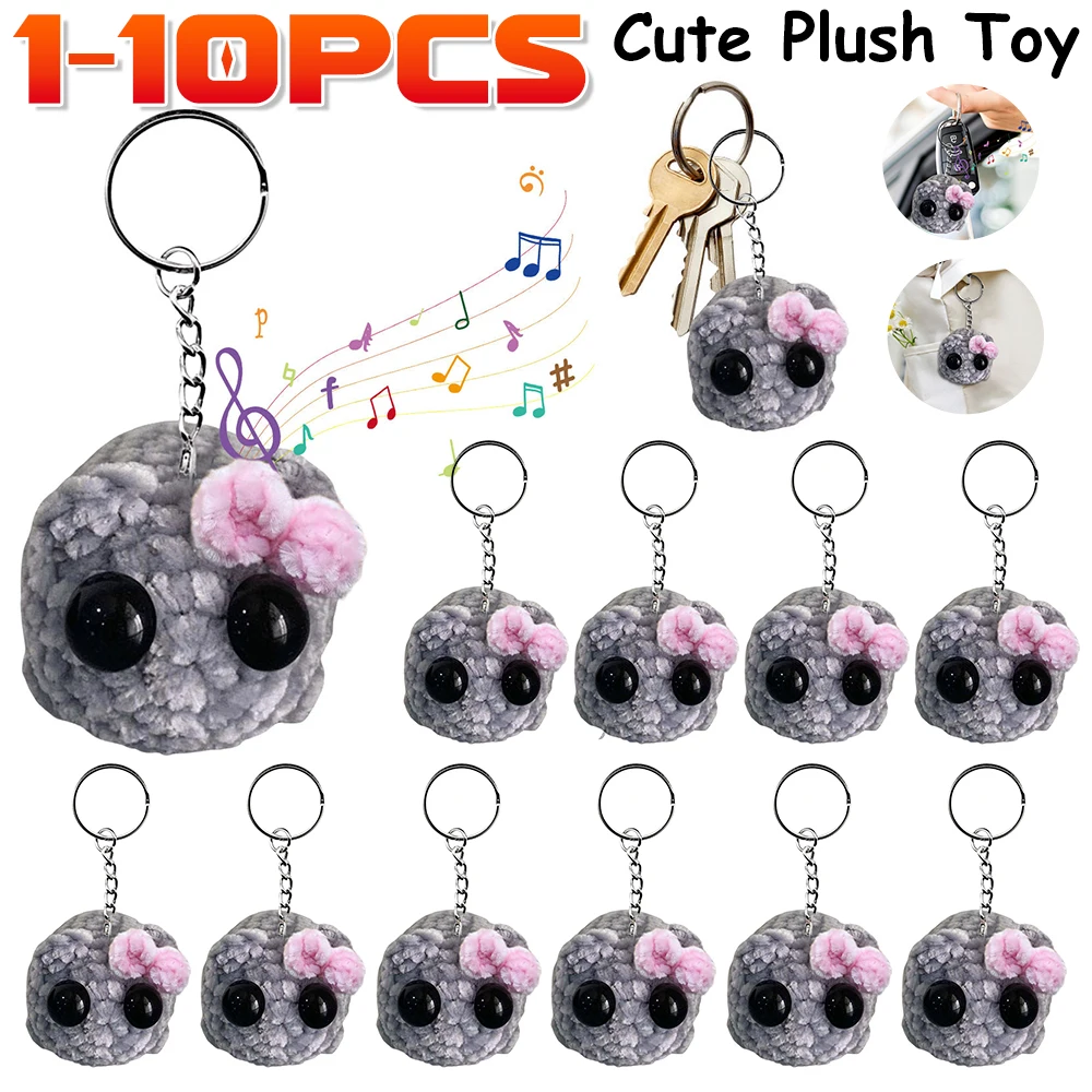 Sad Hamster Meme Sound Music Plush Toy Crochet Plush Sad Hamster Keychain Stuffed Animal Doll Key Rings Birthday Gifts for Women