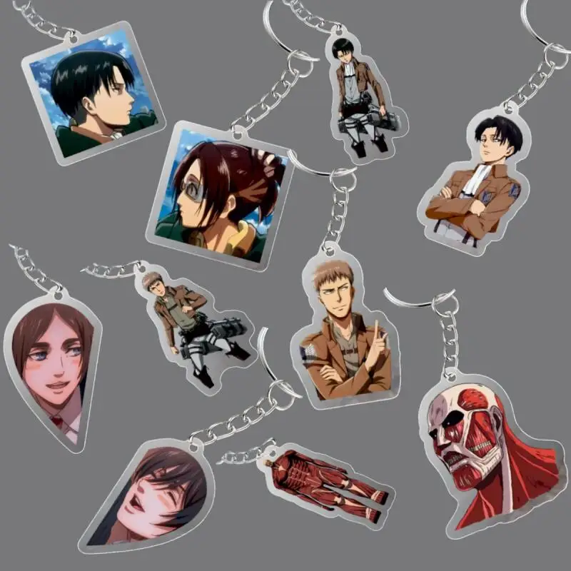 Llavero de acrílico de anime para Ataque a los Titanes: Sasha Braus, Jean Kirstein, Titán Colosal, Titán Blindado, colgante de acrílico para mochila