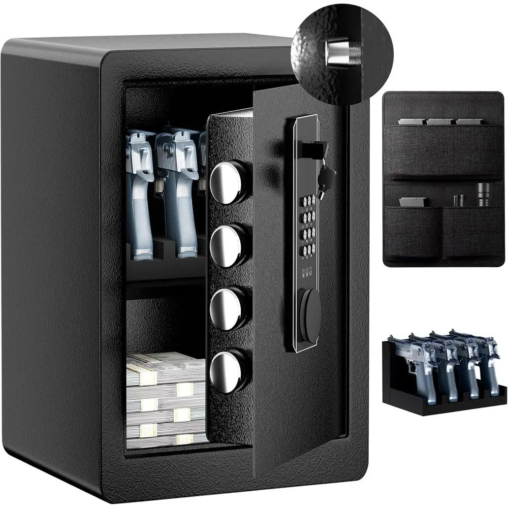 

CuFt Digital Handgun Safe with Pistol Rack, Alarm, and Adjustable Shelf