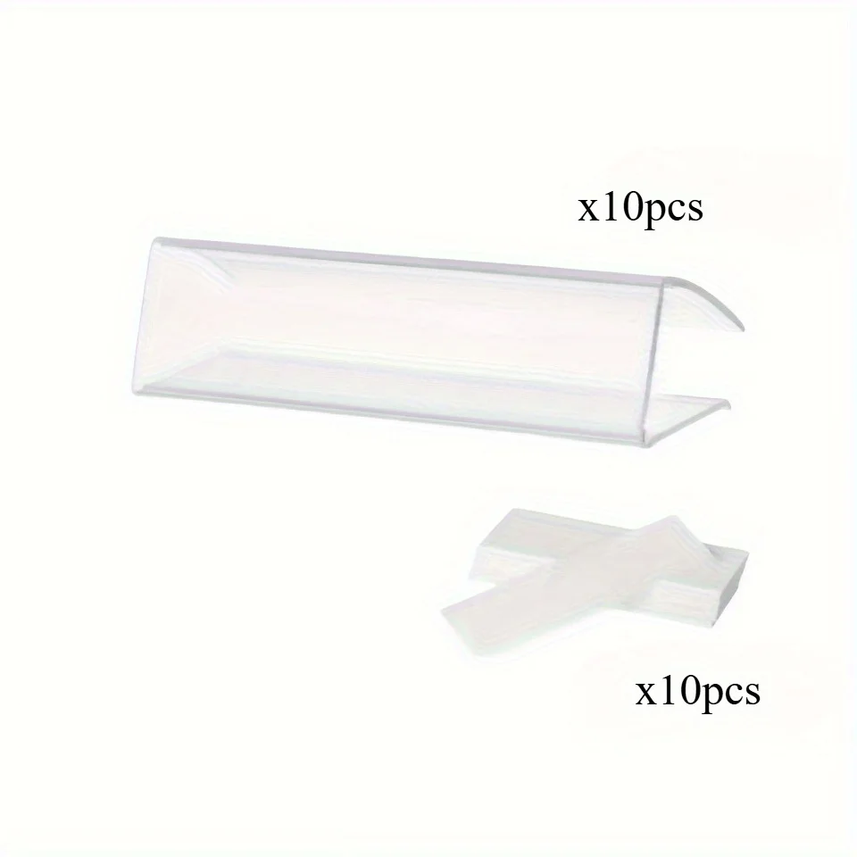 20 قطعة من مشابك الرف البلاستيكية المتينة للملصقات والعرضات - حامل بطاقات ملابس شفافة مع بطاقات بيضاء متضمنة