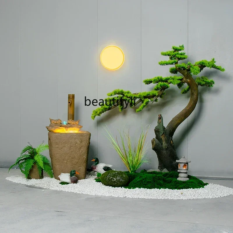 LXRockery indoor hotel entrance club arrangement staircase decoration flowing water ornamentSSS