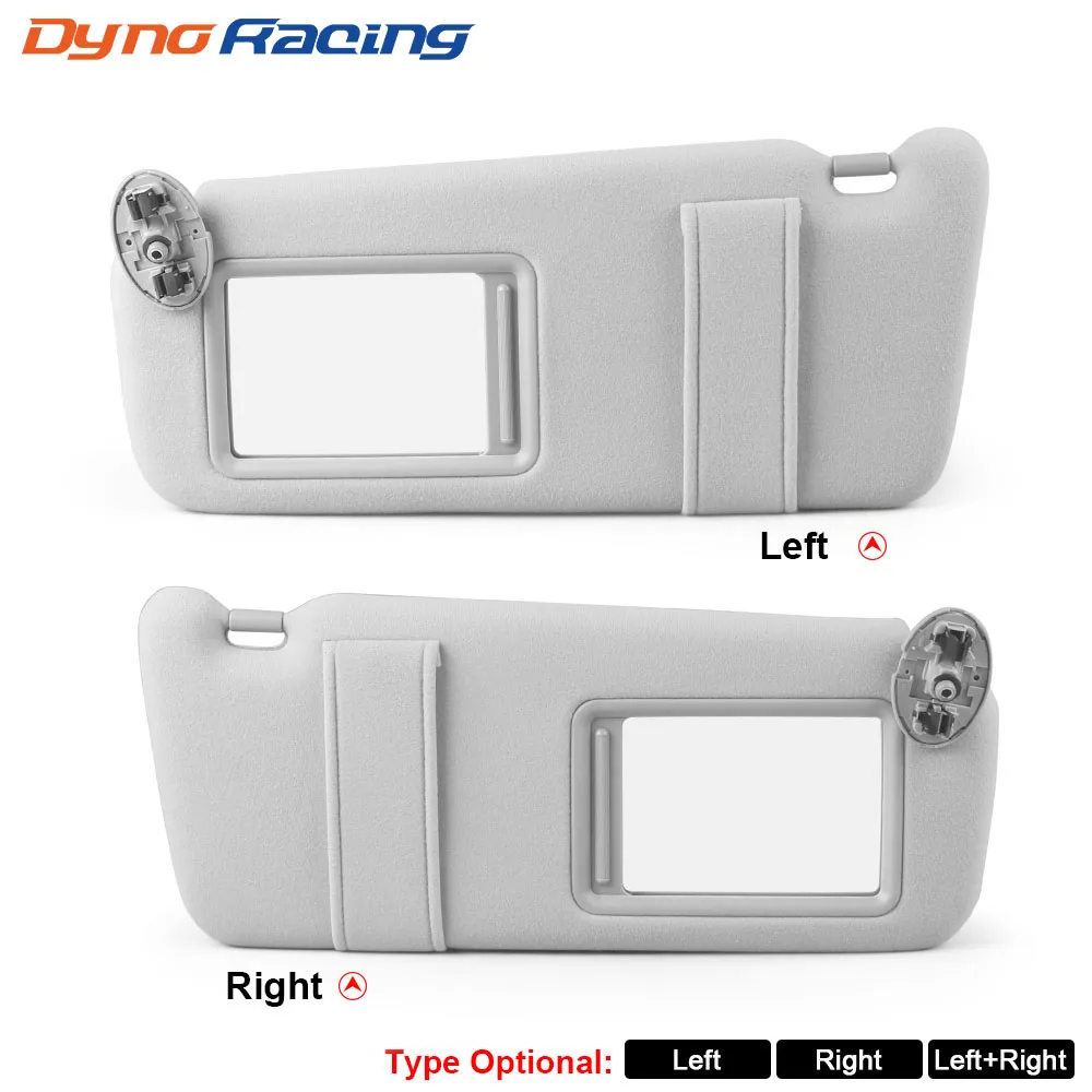 Gray Sun Visor Left Driver and Right Passenger Side for Toyota Camry 07-11 With Mirror No Light 74310-06750-E0, 74320-06780-B0