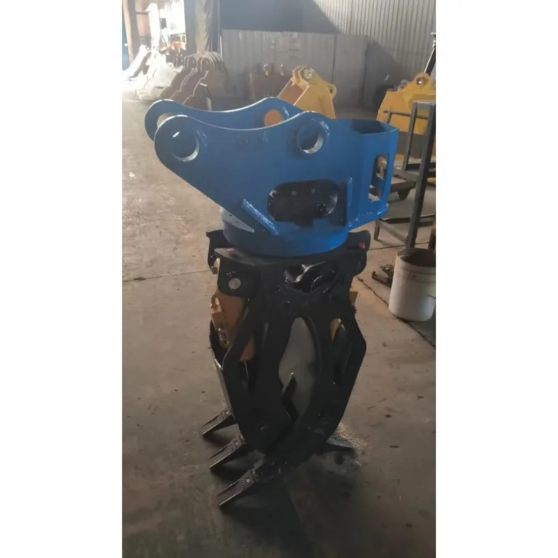 Heavy Duty Hydraulic Rotating Log Grapple with Extended Tines Multi-Jaw Forestry Grapple for Logging