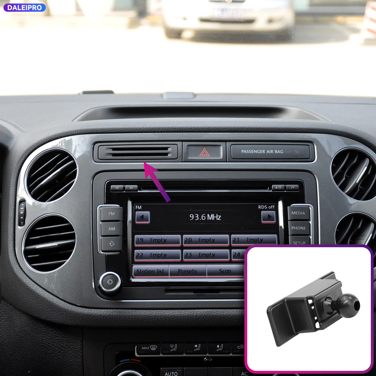 Supporto per Telefono Specifico per VW Tiguan 5N MK1 2007-2016, Base per Montaggio Telefono Auto Intelligente con Ricarica 66W, Accessori