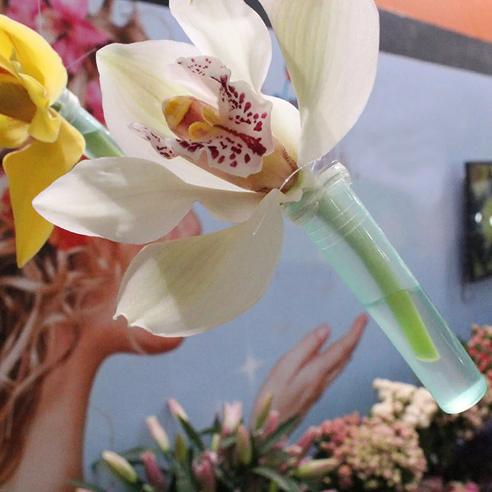 

90 Pcs Clear Plastic Flower Tubes 7 5cm Water Vials For Carnations Roses Chrysanthemums Floral Arrangement Preservation