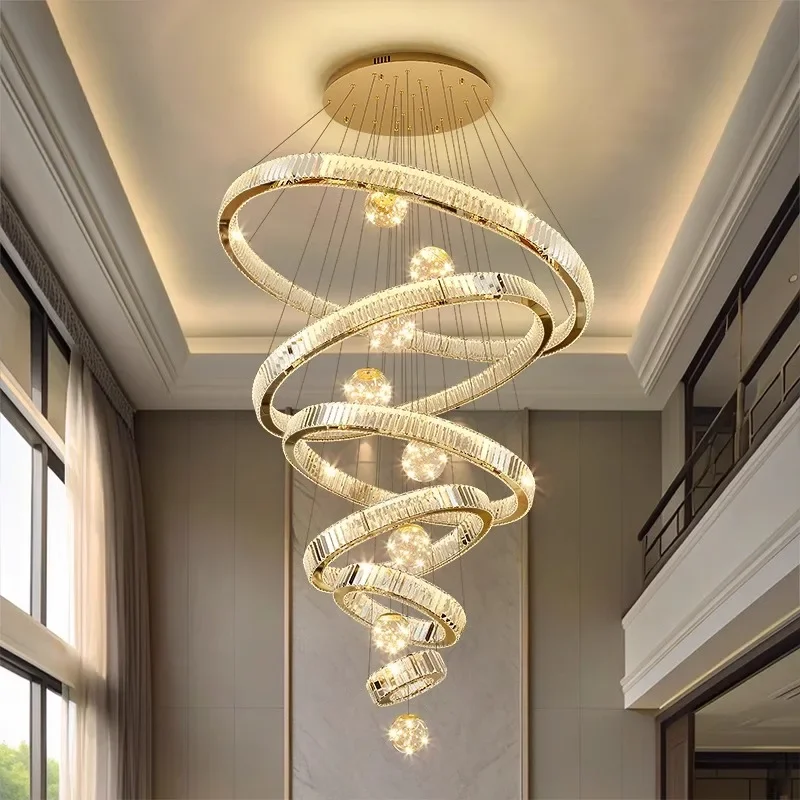 Modern home decoration crystal chandelier, stair Pendant lamp, living room Pendant lights, interior lighting