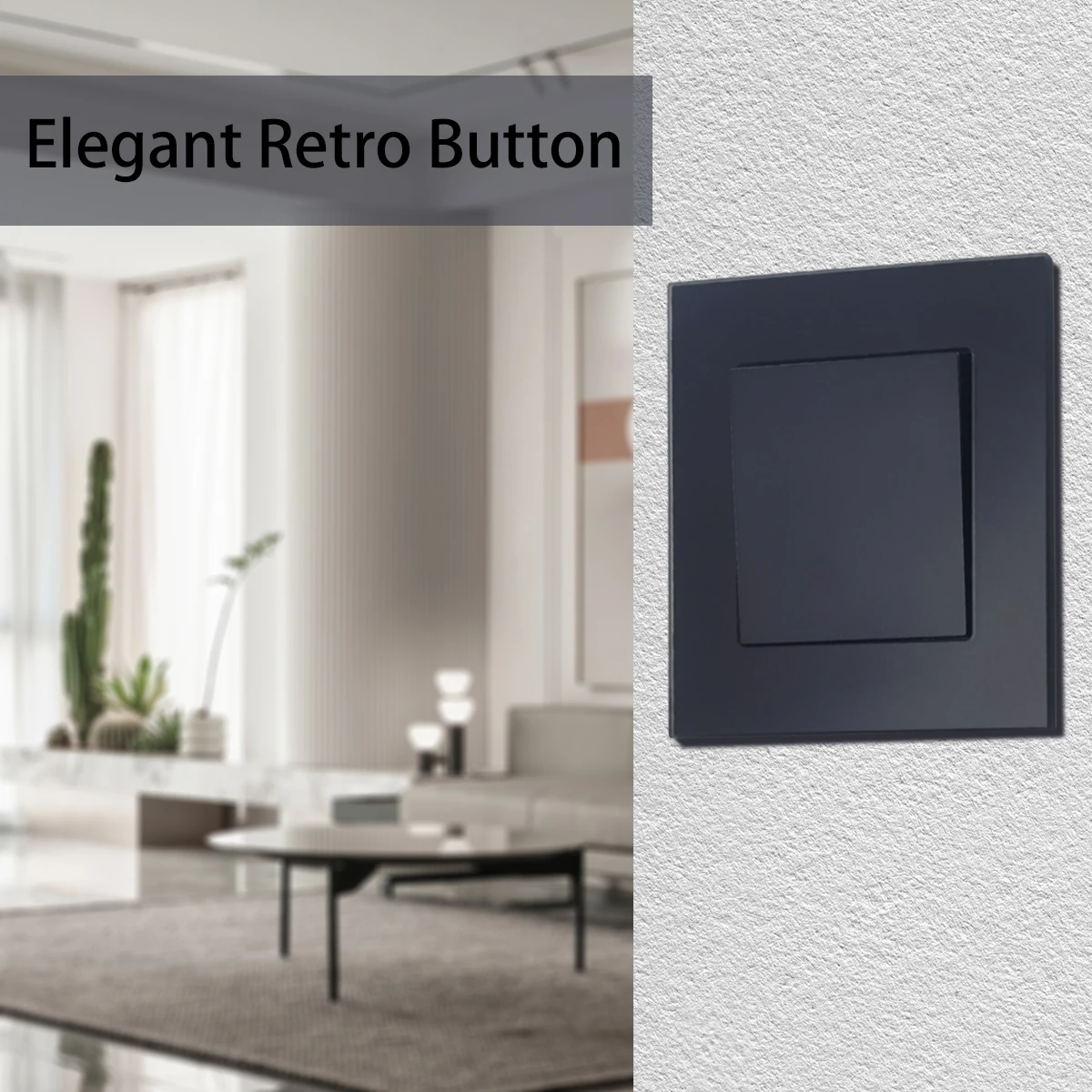 EU Standard Matte Black Luxury Glass Frame 1 2 Gang Switch and Power Wall Socket 86*86mm Wallpad