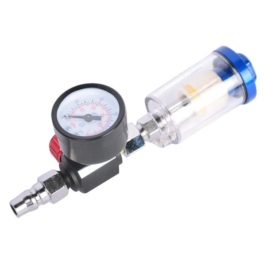 1/4 Inch Air Adjusting Regulator Valve with Pressure Gauge and Water Trap Filter Separator Tool Kit