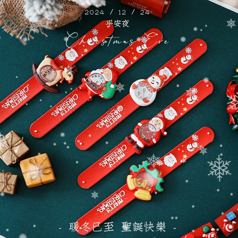1-10 قطعة هدية الكريسماس ساعة أطفال لعبة لحفلة رياض الأطفال لصالح سانتا هدية الكرتون ساعة محمولة للأطفال بنين بنات #4