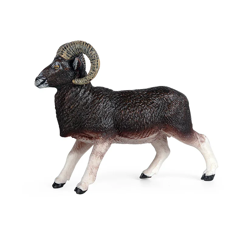 Simulation animal solid model static curved sheep bighorn argali goat children's plastic toys hand-made ornaments