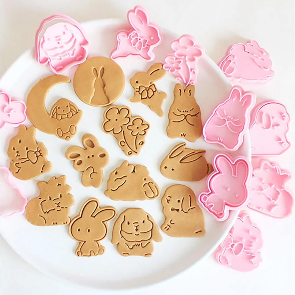 Chubby Rabbit Cookie Cutters Bunny Biscuit Mold Stamp Kitchen Baking Pastry Bakeware Dessert Baking Supplies