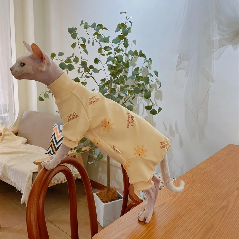 Modischer Sphynx-Katzenpullover, warme Kleidung für haarlose Katzen, bequemer Baumwoll-Rollkragenpullover für Devon Rex Katzen, Oberbekleidung – Detail 10