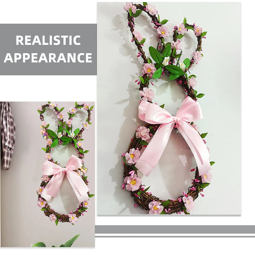 

Easter Wreath Rabbit Home Decor Artificial Bunny Wreath Front Door Hanging Spring Wedding Rattan Circle Wall Decor