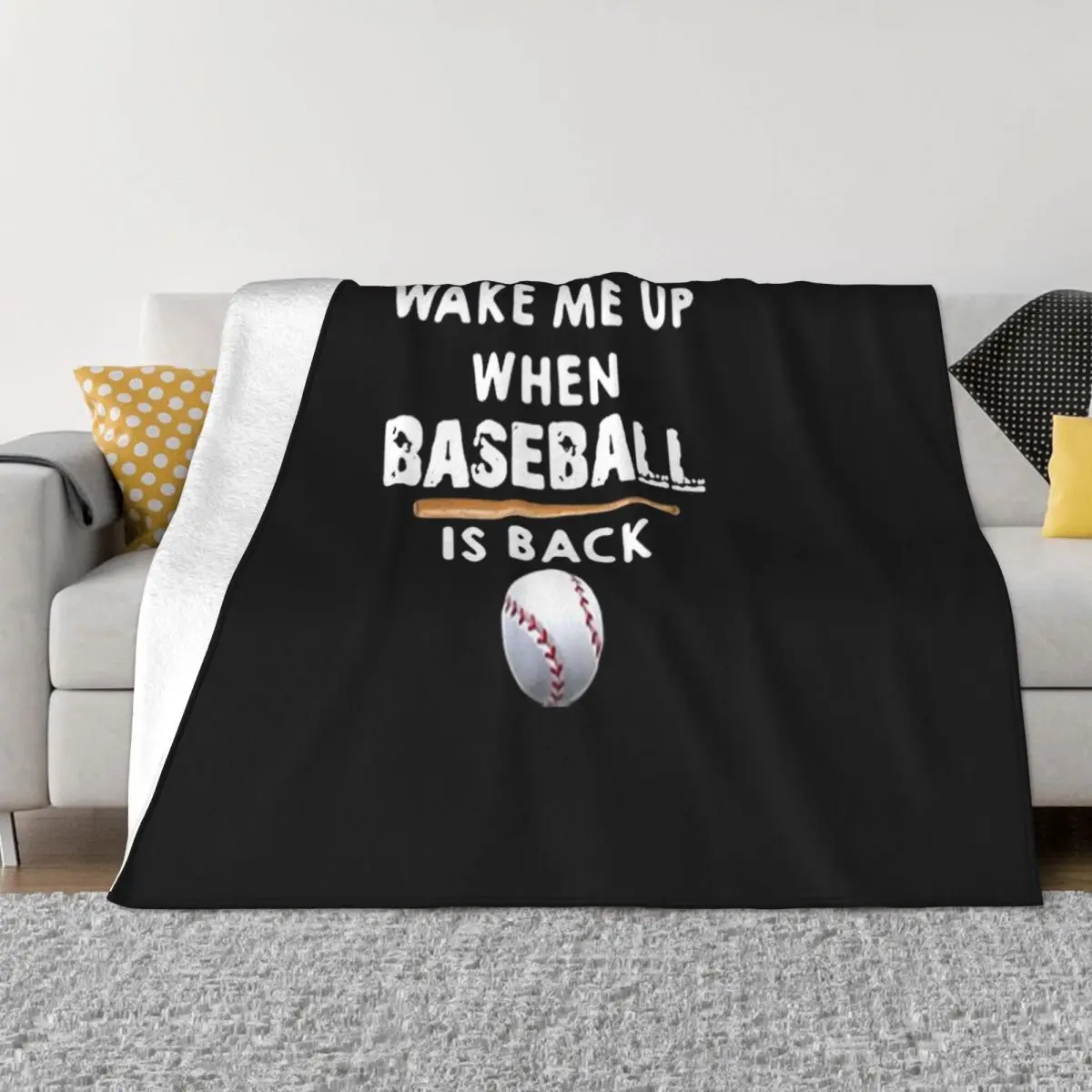 Softball Wake Me Up When Baseball Is Back Crewneck Pure Cheap Sale Unisex Surprise Dj Simple Throw Blanket