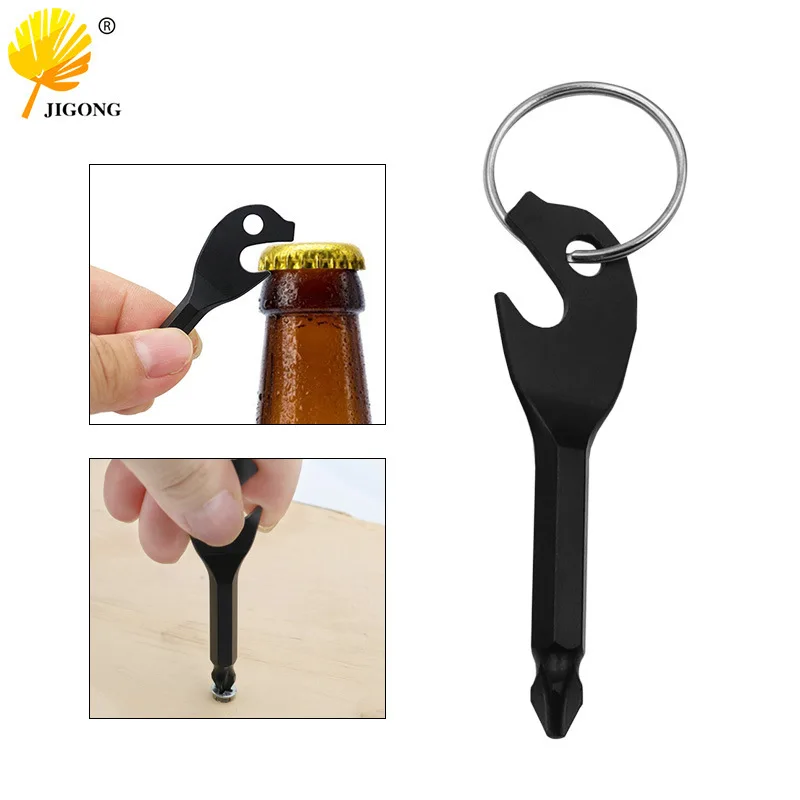 Black bottle opener key screwdriver, mini small key screwdriver, outdoor portable cross screwdriver